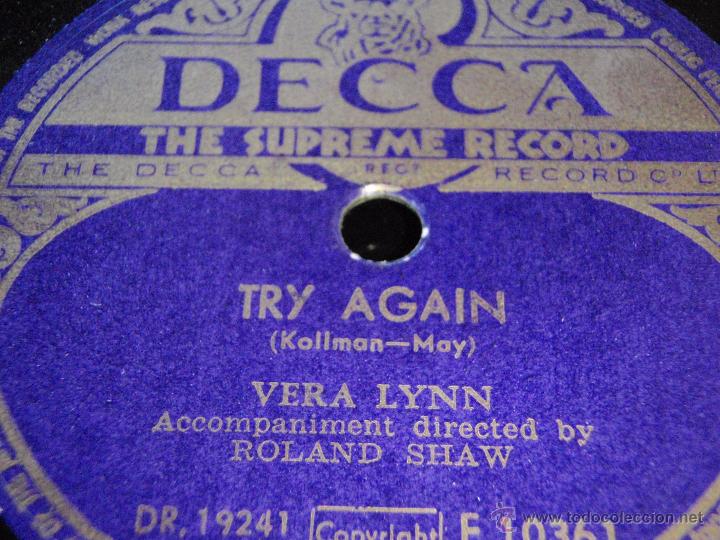 Discos de pizarra: VERA LYNN   ( NOW AND FOREVER - TRY AGAIN )   DECCA - Foto 2