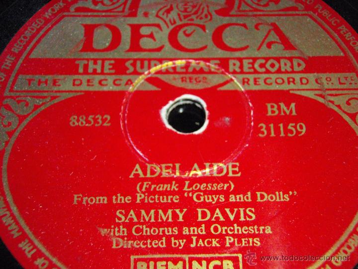Discos de pizarra: SAMMY DAVIS  ( ADELAIDE - ILL KNOW )   ENGLAND   DECCA - Foto 1