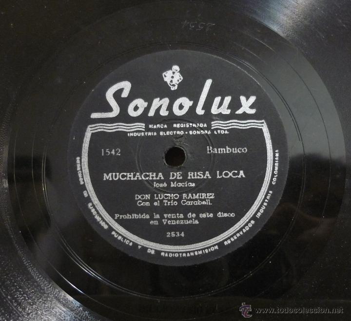 Discos de pizarra: LUCHO RAM&Iacute;REZ - PRESENTIMIENTO(BOLERO) / MUCHACHA DE RISA LOCA(BAMBUCO) - PIZARRA SONOLUX 1542 - E9 - Foto 2