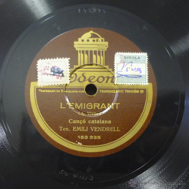Discos de pizarra: EMILI VENDRELL - LA BALANGUERA / LEMIGRANT - PIZARRA ODEON 153.335 - Foto 2