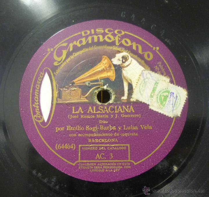 Discos de pizarra: SR. SAGI BARBA Y LUISA VELA - LA ALSACIANA - PIZARRA AC. 3 - E11 - Foto 1