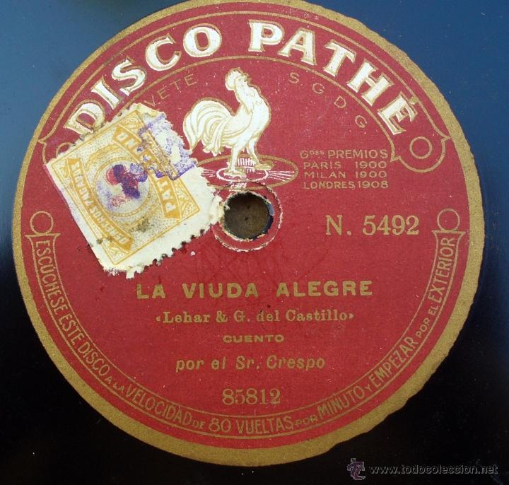 Discos de pizarra: DISCO PATHE - LA VIUDA ALEGRE - Foto 2
