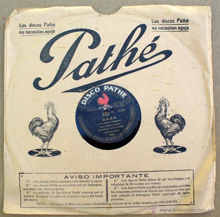 Discos de pizarra: DISCO PATHE - ZAZ&Aacute; - BARITONO TITTA RUFFO - Foto 3