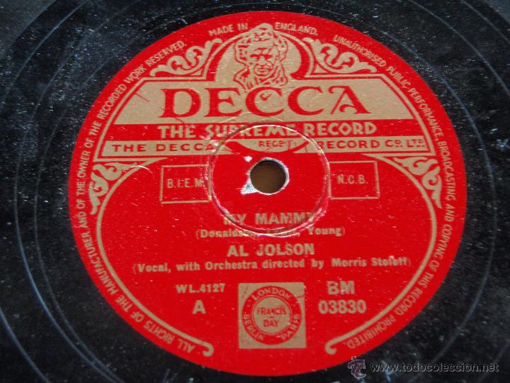Discos de pizarra: AL JONSON  ( BONNY BOY - MY MAMMY )    ENGLAND   DECCA - Foto 1