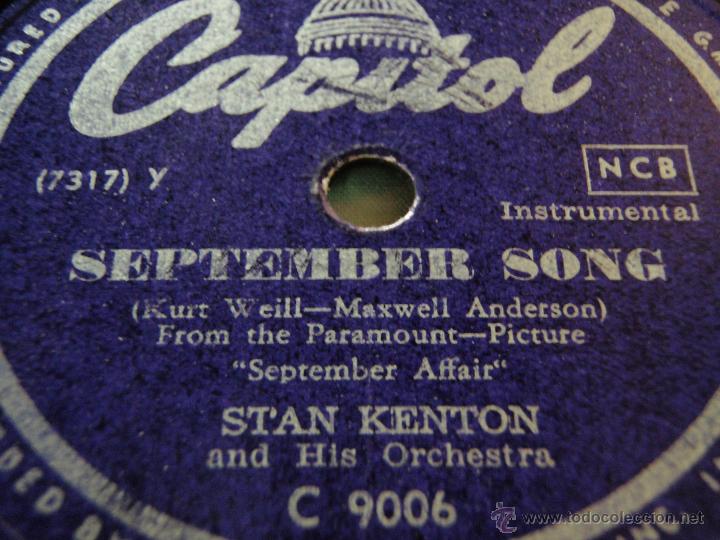 Discos de pizarra: STAN KENTON & HIS ORCHESTRA  ( DYNAFLOW - SEPTEMBER SONG )   CAPITOL - Foto 2