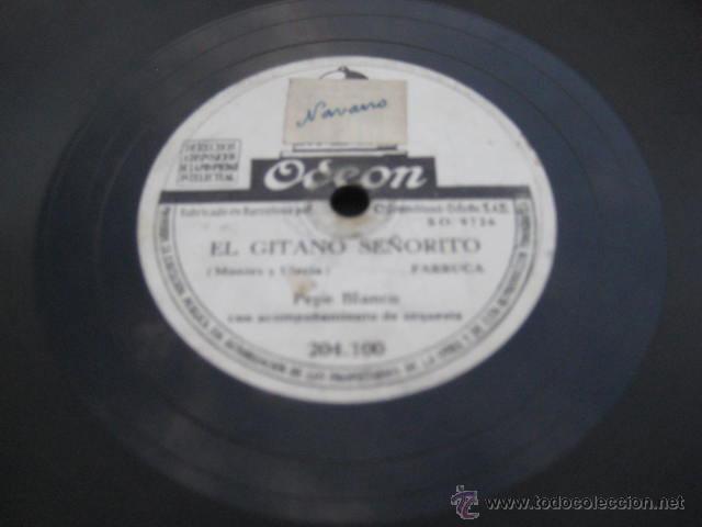Discos de pizarra: Antiguo Disco Pizarra : PEPE BLANCO : El Gitano Se&ntilde;orito (farruca); La Trini (canci&oacute;n marcha) - Foto 1