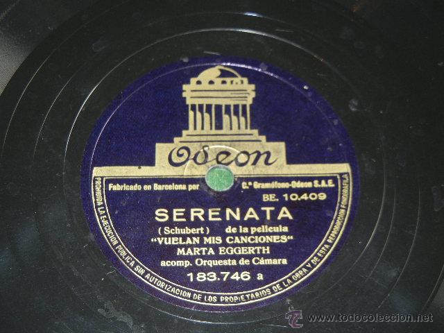 Discos de pizarra: MARTA EGGERTH - SCHUBERT SERENATA / AVE MARIA - ODEON 183.746 - Foto 1