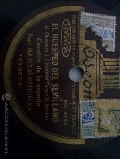 Discos de pizarra: DISCO DE PIZARRA EL HUESPED DEL SEVILLANO - Foto 1