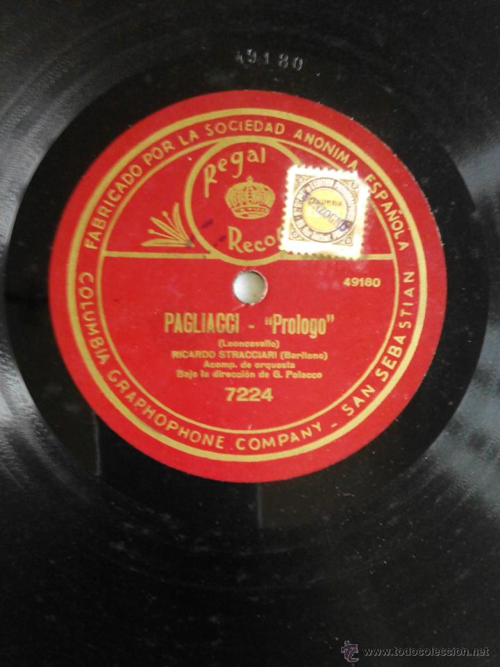 Discos de pizarra: Pagliacci. Prologo. Ricardo Stracciari - Foto 1