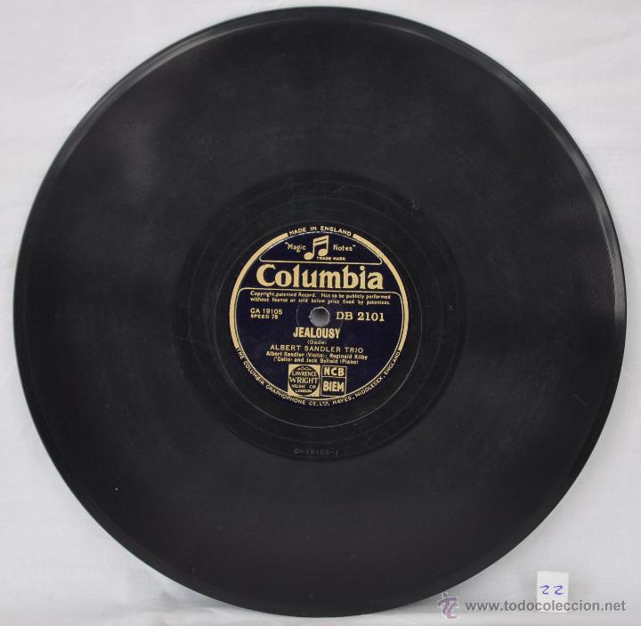 Discos de pizarra: Disco gram&oacute;fono. JEALOUSY Y MITZI. N&ordm; 22 - Foto 2