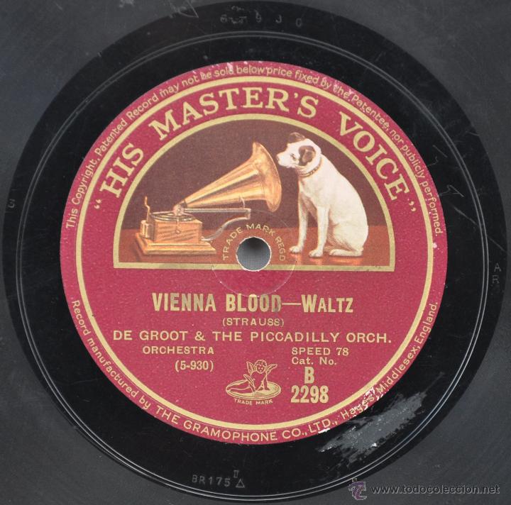 Discos de pizarra: Disco gram&oacute;fono. BLUE DANUBE Y VIENNA BLOOT . N&ordm; 23 - Foto 1