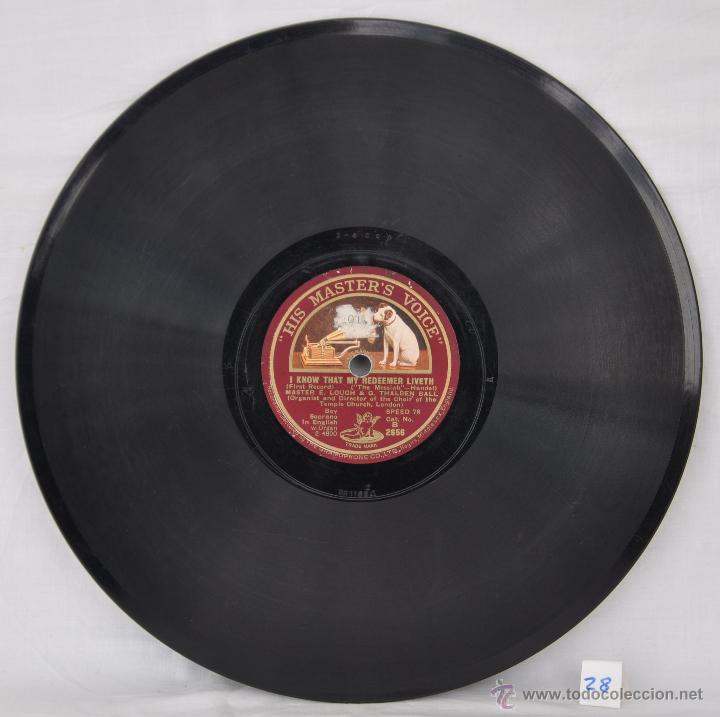 Discos de pizarra: Disco gram&oacute;fono. I KNOW YHAT MY REDEEMER LIVETH. N&ordm; 28 - Foto 2
