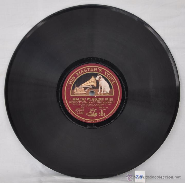Discos de pizarra: Disco gram&oacute;fono. I KNOW YHAT MY REDEEMER LIVETH. N&ordm; 28 - Foto 4