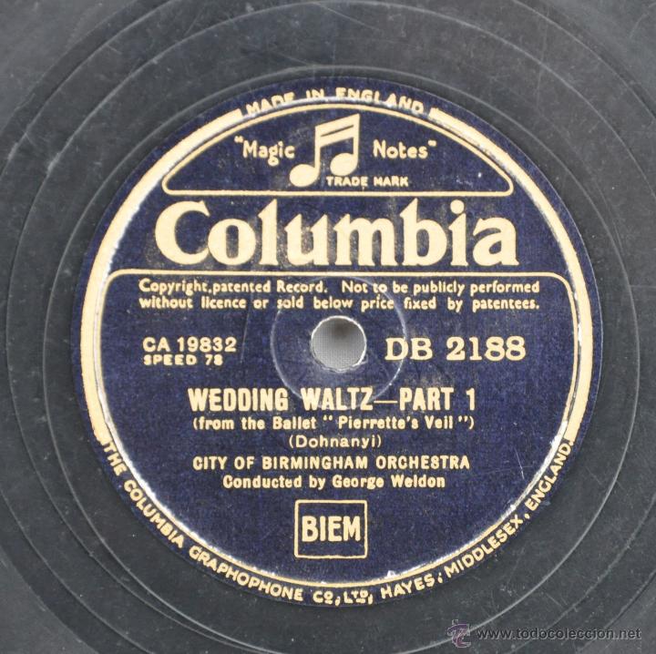 Discos de pizarra: Disco gram&oacute;fono. WEDDING WALTZ. N&ordm; 29 - Foto 1