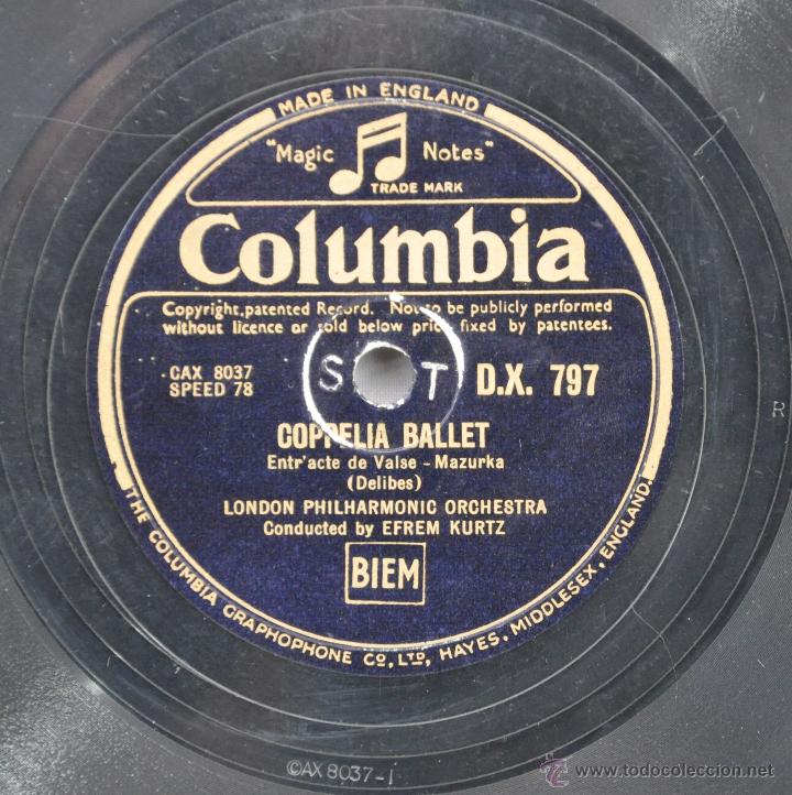 Discos de pizarra: DISCO GRAMOFONO. COPPELIA BALLET. DELIBES. N&ordm; 35 - Foto 3