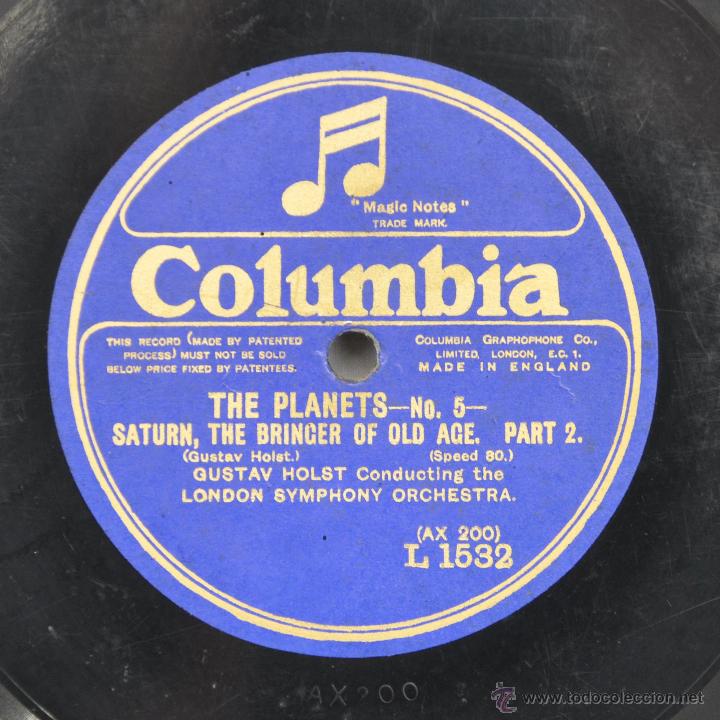 Discos de pizarra: DISCO GRAMOFONO. THE PLANETS. GUSTAV HOLST. N&ordm; 37 - Foto 1