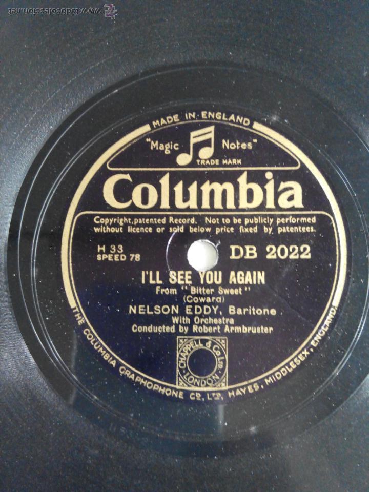 Discos de pizarra: Tokay. Ill see you again. Nelson Eddy - Foto 1