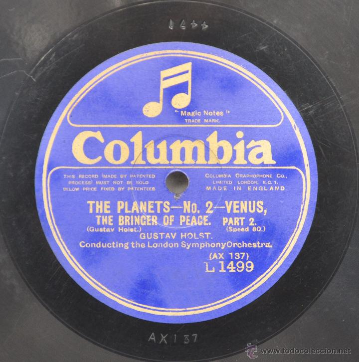 Discos de pizarra: DISCO GRAMOFONO.THE PLANETS. VENUS. N&ordm; 43 - Foto 1