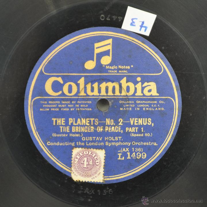 Discos de pizarra: DISCO GRAMOFONO.THE PLANETS. VENUS. N&ordm; 43 - Foto 3