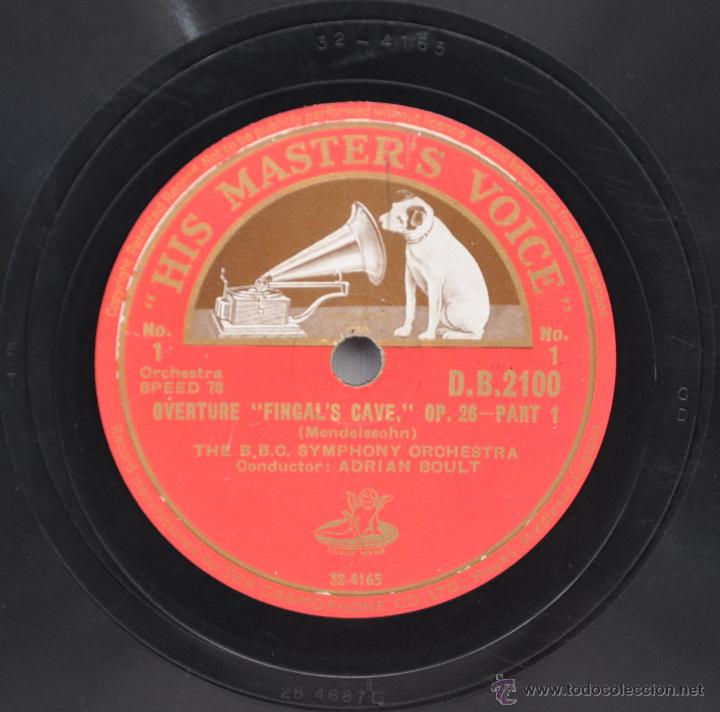Discos de pizarra: DISCO GRAMOFONO. OVERTURE FINGALS&acute;S CAVE. MENDELSON. N&ordm; 48 - Foto 1