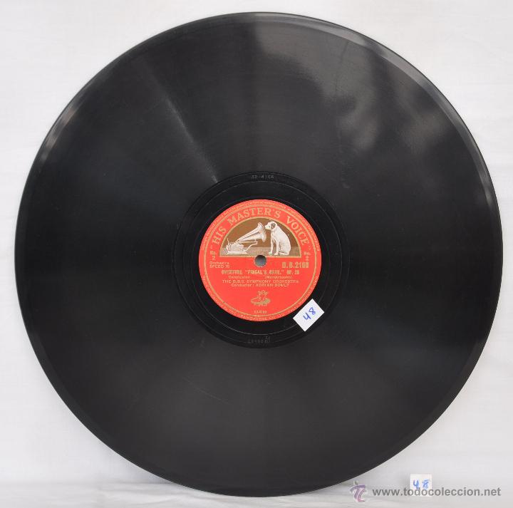 Discos de pizarra: DISCO GRAMOFONO. OVERTURE FINGALS&acute;S CAVE. MENDELSON. N&ordm; 48 - Foto 4