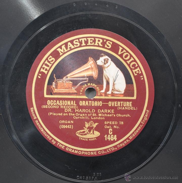 Discos de pizarra: DISCO GRAMOFONO. OCCASIONAL ORATORIO. OVERTURE HANDEL. N&ordm; 53 - Foto 1