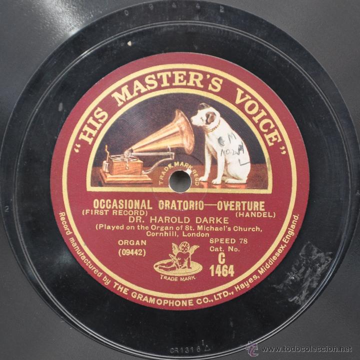 Discos de pizarra: DISCO GRAMOFONO. OCCASIONAL ORATORIO. OVERTURE HANDEL. N&ordm; 53 - Foto 2