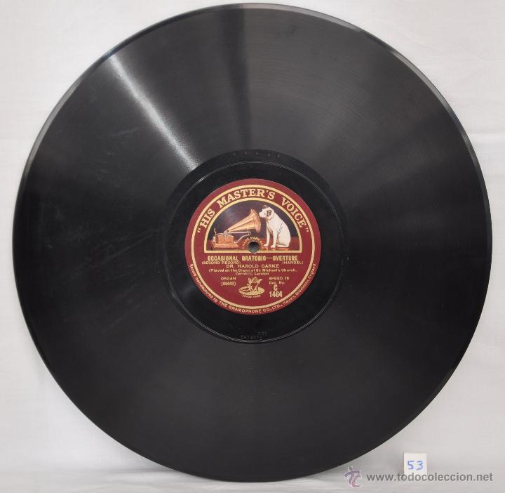 Discos de pizarra: DISCO GRAMOFONO. OCCASIONAL ORATORIO. OVERTURE HANDEL. N&ordm; 53 - Foto 3
