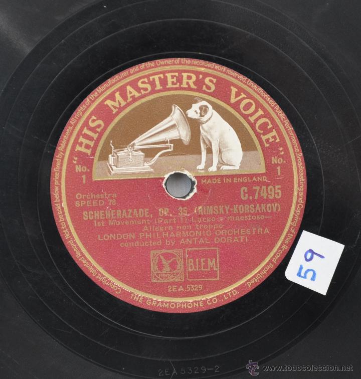 Discos de pizarra: DISCO GRAMOFONO. SCREHERAZADE.. RIMSKY-KORSAKOV. N&ordm; 59 - Foto 4
