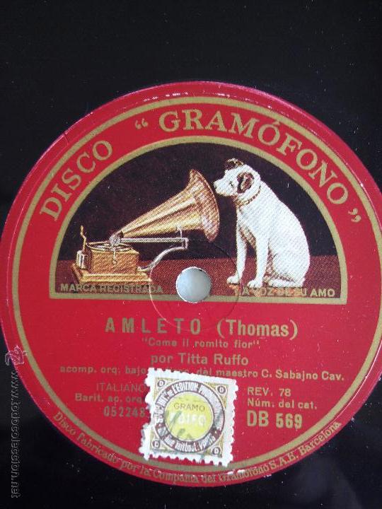 Discos de pizarra: Amleto. Titta Ruffo - Foto 1