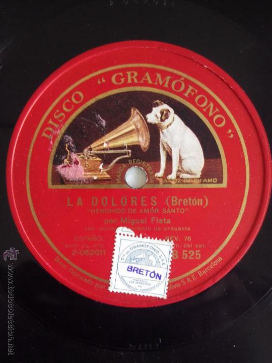 Discos de pizarra: La Dolores. Ay, ay, ay. Miguel Fleta - Foto 1