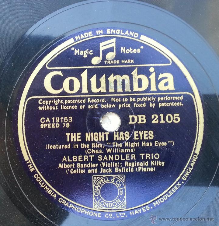 Discos de pizarra: DISCO GRAMOFONO. THE NIGHT HAS EYES. N&ordm; 87 - Foto 4
