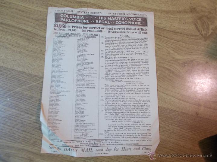 Discos de pizarra: DAILY MAIL. MYSTERY RECORD. - Foto 4