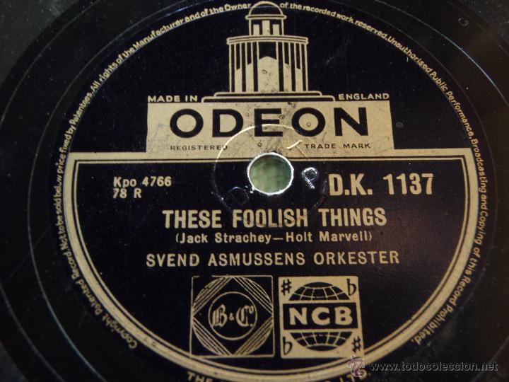 Discos de pizarra: SVEND ASMUSSENS ORKESTER ( JUNE NIGHT - THESE FOOLISH THINGS )   ENGLAND   ODEON - Foto 1