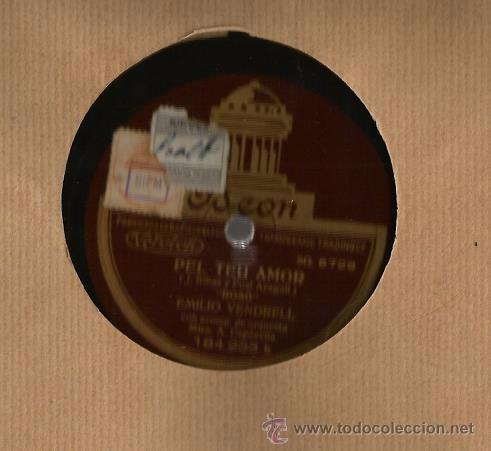 Discos de pizarra: EMILI VENDRELL : PEL TEU AMOR + CAN&Ccedil;O DE TABERNA - Foto 1