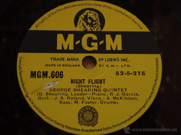 Discos de pizarra: GEORGE SHEARING QUINTET ( NIGHT FLIGHT - LOVE ) ENGLAND MGM - Foto 1