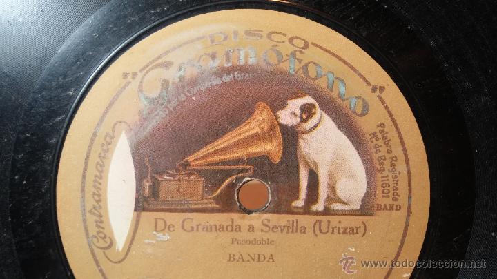Discos de pizarra: Disco de pizarra antiguo, PASODOBLE.... EL DOS DE MAYO - DE GRANADA A SEVILLA - Foto 12