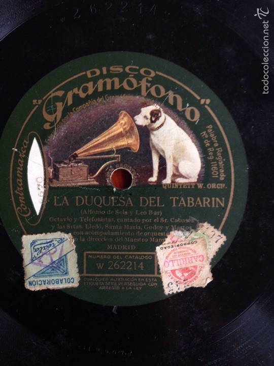 Discos de pizarra: Disco gram&oacute;fono pizarra 78 rpm.la duquesa del tabarin - Foto 1