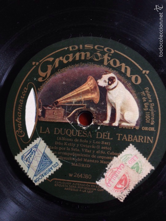 Discos de pizarra: Disco gram&oacute;fono pizarra 78 rpm.la duquesa del tabarin - Foto 2