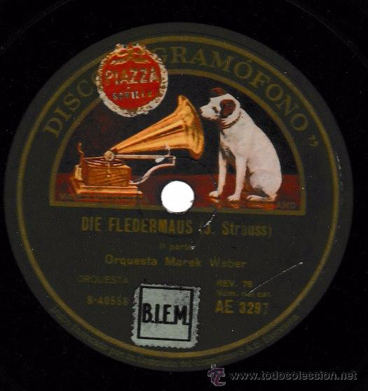 Discos de pizarra: Die Fledermaus. J. Strauss. Gram&oacute;fono. SP 10 - Foto 1