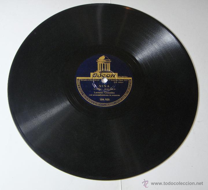 Discos de pizarra: Disco de Pizarra &middot; Lorenzo Gonz&aacute;lez &middot; Cabaretera / Ni&ntilde;a &middot; Ode&oacute;n &middot; ca. 1945&ndash;1955 - Foto 1