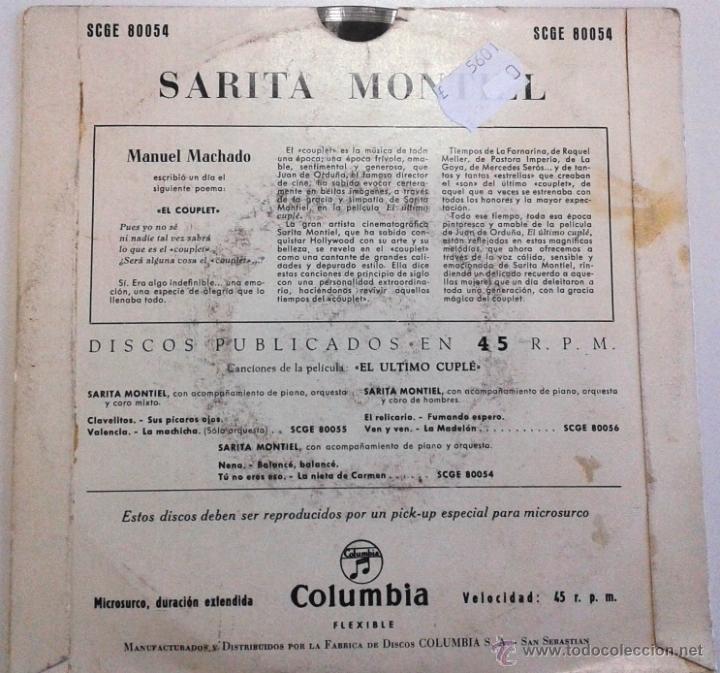 Discos de pizarra: Sarita Montiel. El &uacute;ltimo cupl&eacute;. - Foto 3