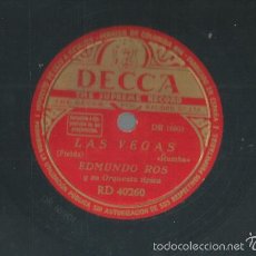 Discos de pizarra: DISCO PIZARRA DE EDMUNDO ROS Y SU ORQUESTA TIPICA : TANGO AZUL + LAS VEGAS