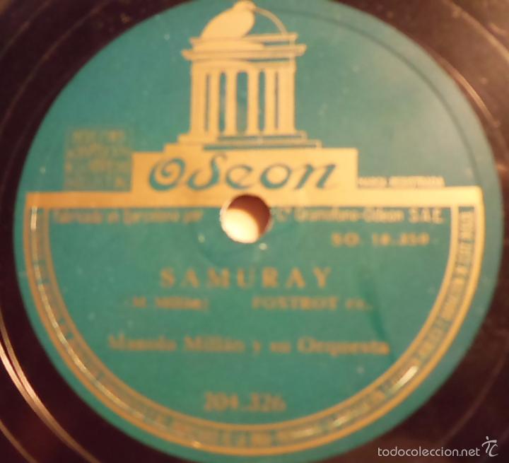 Discos de pizarra: MANOLO MILL&Aacute;N : Dulce Amor; Samuray. Odeon 204326 - Foto 1