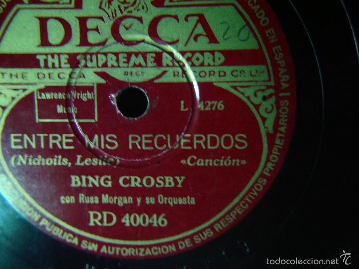 Discos de pizarra: BING CROSBY ENTRE MIS RECUERDOS PIZARRA - Foto 1