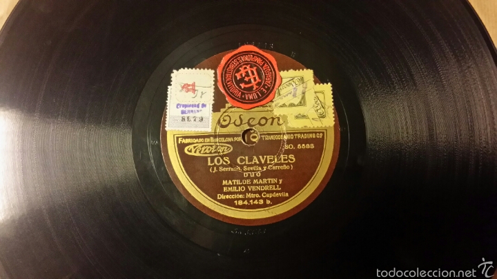 Discos de pizarra: Los claveles. D&uacute;o Matilde Mart&iacute;n y Emilio Vendrell - Foto 1