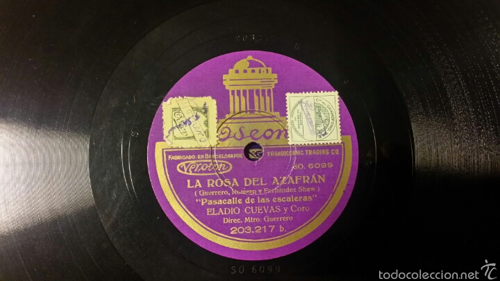 Discos de pizarra: La rosa del azafr&aacute;n.  Eladio Cuevas y coro - Foto 1