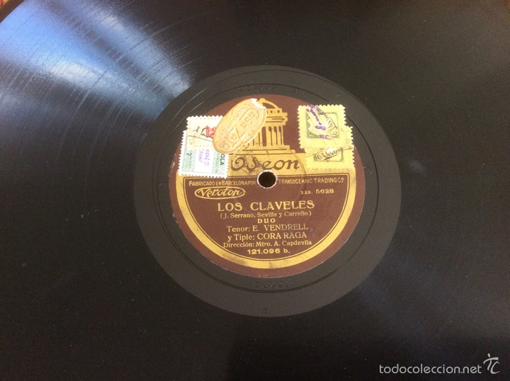 Discos de pizarra: LOS CLAVELES - romana (Vendrell y Cora RAGA) - Foto 2