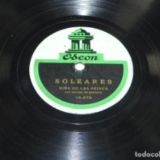 Discos de pizarra: DISCO DE PIZARRA NIÑA DE LOS PEINES, SOLEARES / SAETAS, ACOMP. DE GUITARRA, ED. ODEON, N.13.373-1337. Lote 66210522