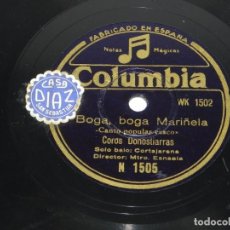 Discos de pizarra: DISCO DE PIZARRA COROS DONOSTIARRAS, UME EDER BAT (CANTO POPULAR VASCO), BOGA, BOGA MARIÑELA (CANTO . Lote 75208383